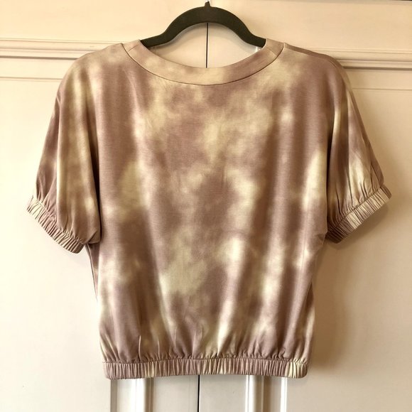 *NWT* Express Tie Dye Pink & Cream Short Sleeve Bubble Sweatshirt - Size XS-XXS - Picture 7 of 16